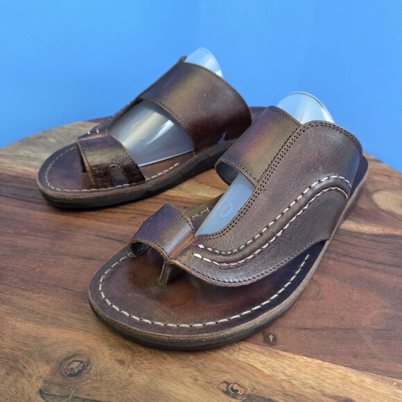 Jerusalem Sandals Peter Leather Toe Strap Sandal Men\'s 43 (10) Brown (HTF Size) main image 9